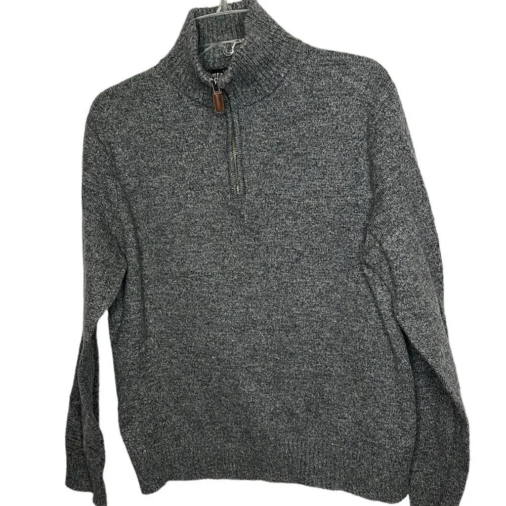 J.Crew Mercantile Quarter Zip Nylon/Lambs Wool Blend Gray Men’s Sweater. Size Lg